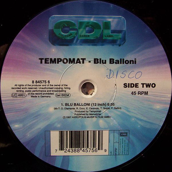 Tempomat : Blu Balloni (12", Maxi)