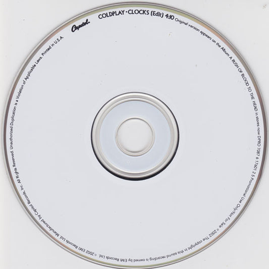 Coldplay : Clocks (CD, Single, Promo)