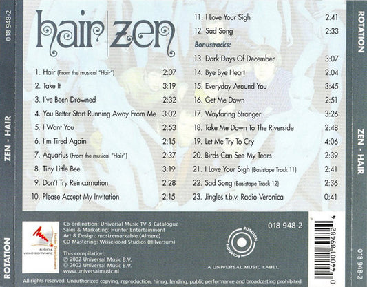 Zen (8) : Hair (CD, Album, RE, RM)