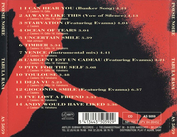 Poésie Noire : Tabula Rasa (The '91 Remixes) (CD, Comp)