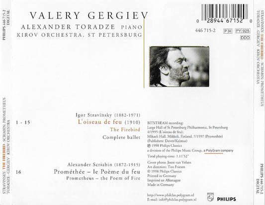 Valery Gergiev, Igor Stravinsky / Alexander Scriabin, Alexander Toradze, Kirov Orchestra : The Firebird / Prometheus (CD)