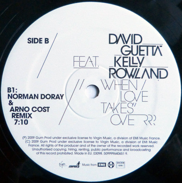 David Guetta Feat. Kelly Rowland : When Love Takes Over (12")