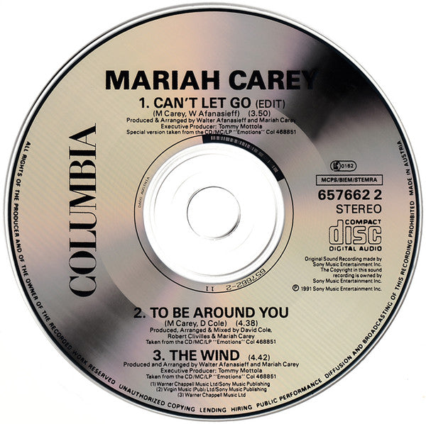 Mariah Carey : Can't Let Go (CD, Single)