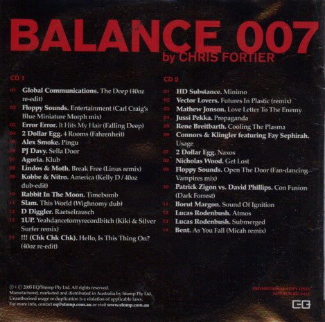 Chris Fortier : Balance 007 (2xCD, Comp, Mixed, Promo)