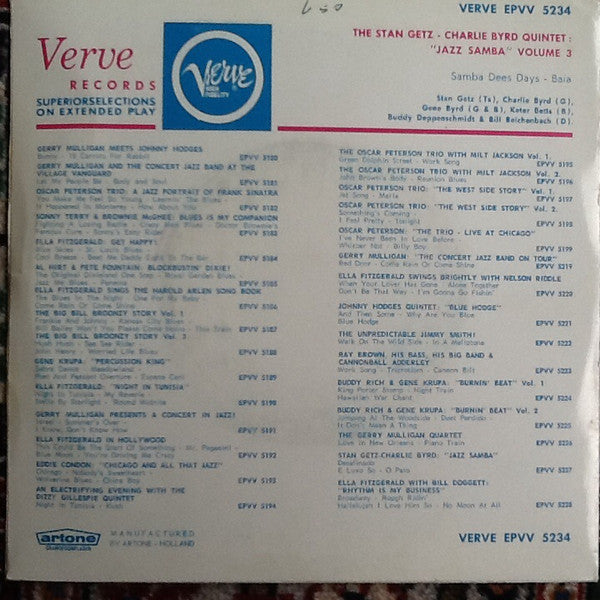 Stan Getz / Charlie Byrd : Jazz Samba - Bossa Nova Vol. 3 (7")