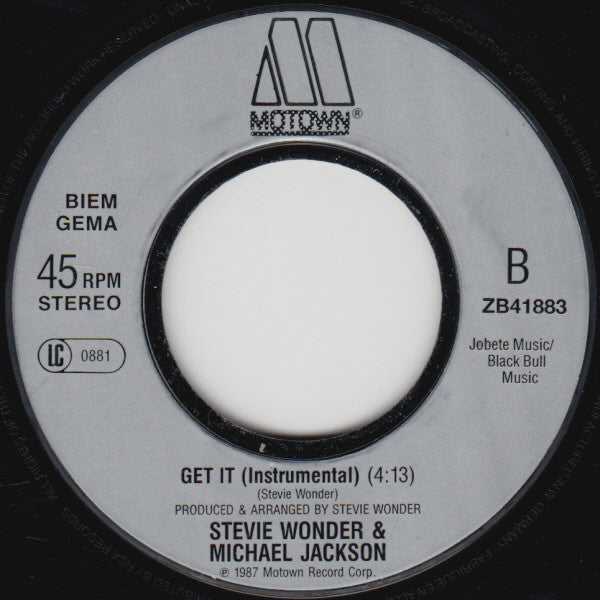 Stevie Wonder And Michael Jackson : Get It (7", Single)