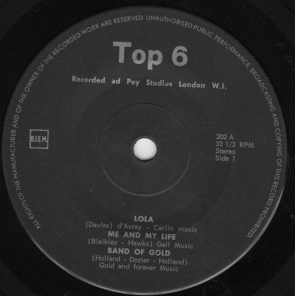 Various : 6 Top Hits From England (7", Min)