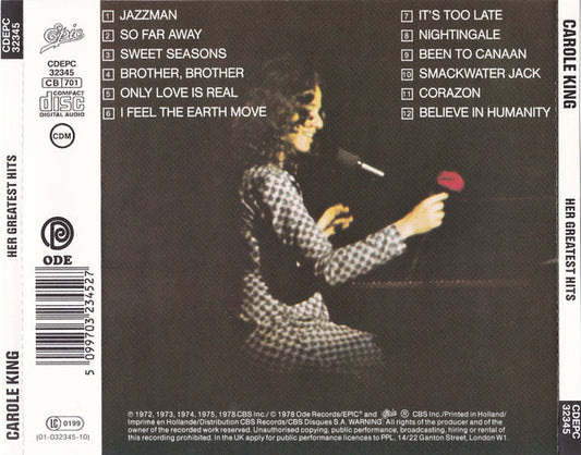 Carole King : Her Greatest Hits (CD, Comp, RE)