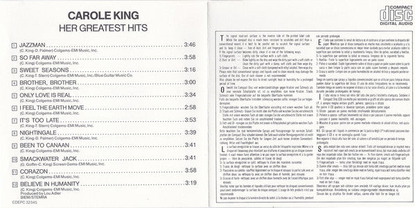 Carole King : Her Greatest Hits (CD, Comp, RE)