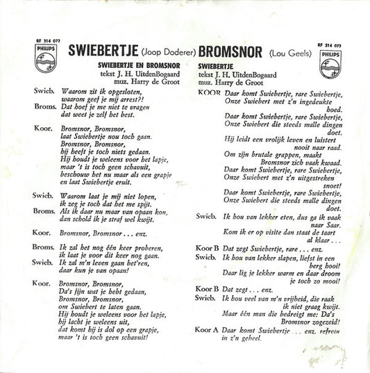 Swiebertje Met De Damrakkertjes (2) : Swiebertje (7", Single, Mono)