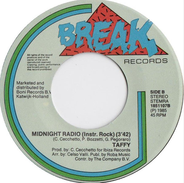 Taffy : I Love My Radio (Midnight Radio) (7", Single)