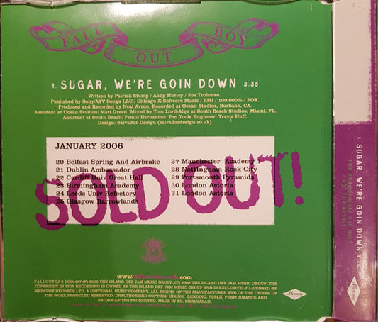 Fall Out Boy : Sugar, We're Goin Down (CD, Single, Promo)