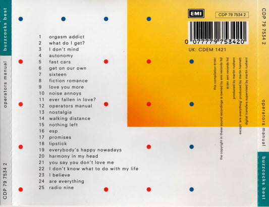 Buzzcocks : Operators Manual (Buzzcocks Best) (CD, Comp)