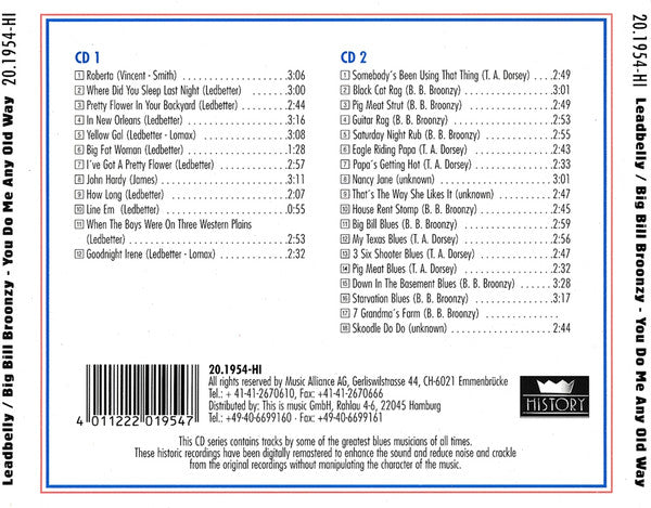 Leadbelly / Big Bill Broonzy : You Do Me Any Old Way (2xCD, Comp, RM)
