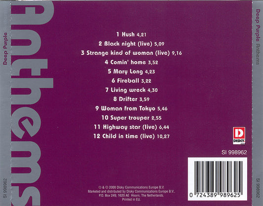 Deep Purple : Anthems (CD, Comp)