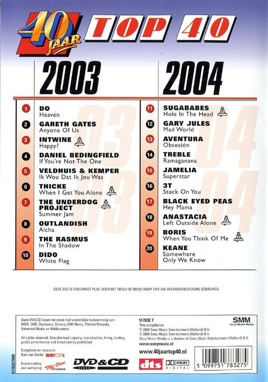 Various : 40 Jaar Top 40 - 2003-2004 (CD, Comp + DVD-V, Comp, PAL)