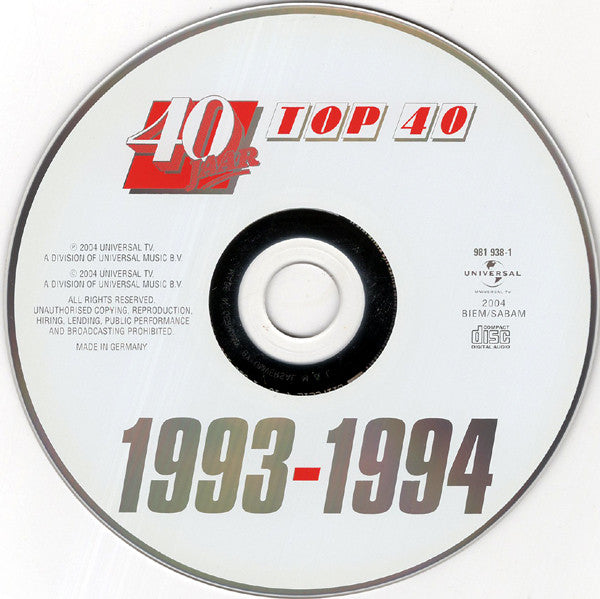 Various : 40 Jaar Top 40 - 1993-1994 (CD, Comp + DVD-V, Comp, PAL)