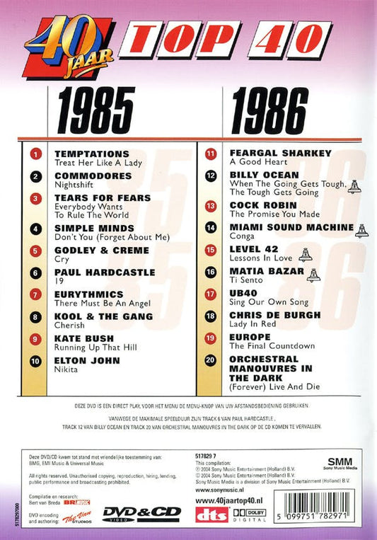 Various : 40 Jaar Top 40 - 1985-1986 (CD, Comp + DVD-V, Comp, PAL)