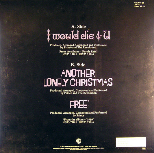 Prince And The Revolution : I Would Die 4 U (12", Single)