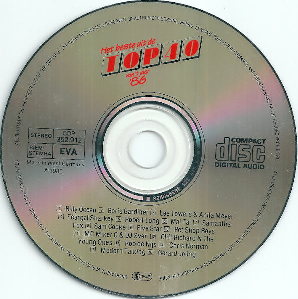 Various : Het Beste Uit De Top 40 Van 't Jaar '86 (CD, Comp)