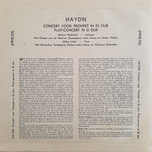 Haydn*, Orchestra Of The Vienna State Opera*, Winterthur Symphony Orchestra : Trompet - Concert / Fluit - Concert (10", Mono)