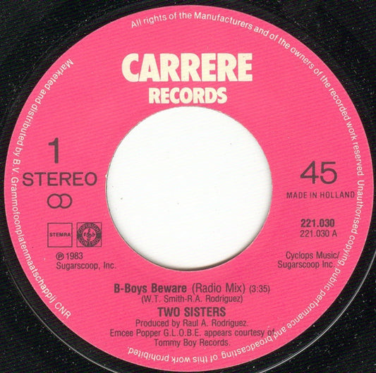 Two Sisters : B-Boys Beware (7", Single)