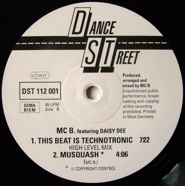 MC B Featuring Daisy Dee : This Beat Is Technotronic (12")
