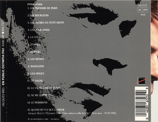 Jacques Brel : Brel En Public - Olympia 61 (CD, RE)
