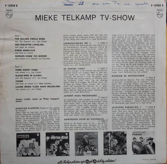 Mieke Telkamp : T.V.-Show (10", Mono)