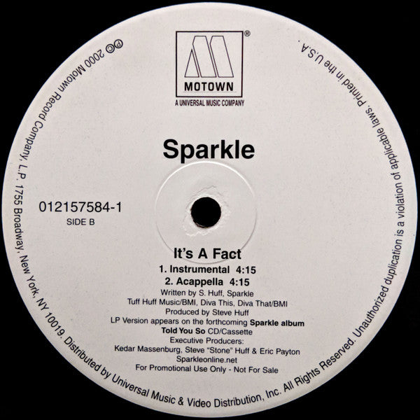 Sparkle (2) : It's A Fact (12", Promo)