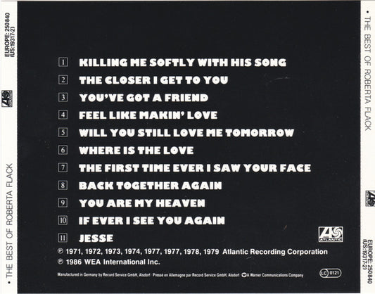 Roberta Flack : The Best Of Roberta Flack (CD, Comp, RE, No )
