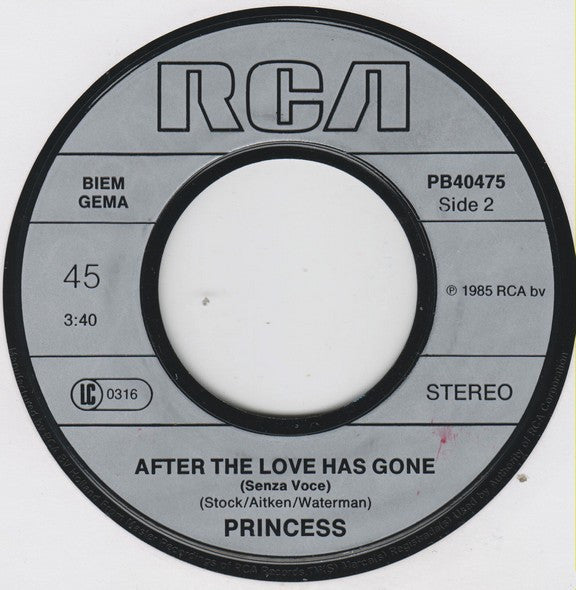 Princess : After The Love Has Gone (7", Single)