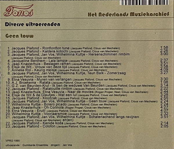 Various : Geen Touw (Een Keuze Uit Ruim Vijf Jaar Ronflonflonsongs) (CDr, Album, RE)