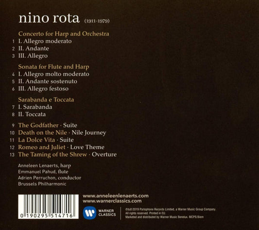 Nino Rota, Anneleen Lenaerts, Emmanuel Pahud, Brussels Philharmonic, Adrien Perruchon : Works For Harp (CD, Album)