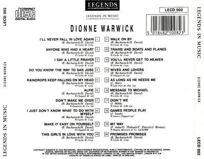 Dionne Warwick : Legends In Music (CD, Comp)