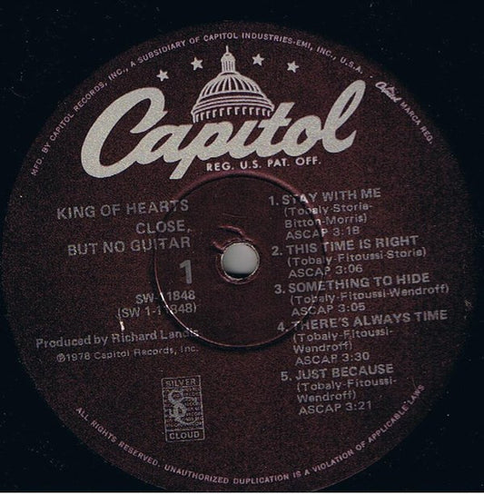 King Of Hearts : Close, But No Guitar (LP, Album)