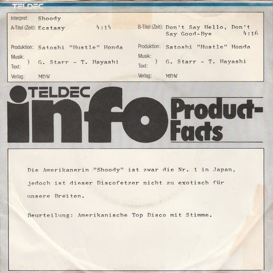 Shoody : Ecstasy (7", Promo)