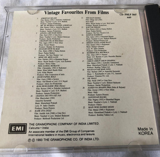 Various : Vintage Favourites From Films (CD, Album)