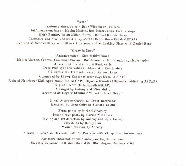 Antony And The Johnsons : Aeon / Crazy In Love (CD, Single)