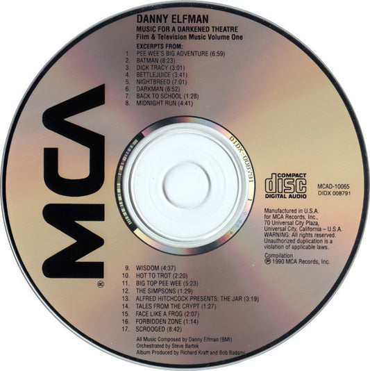 Danny Elfman : Music For A Darkened Theatre (Film & Television Music Volume One) (CD, Comp, P/Mixed)