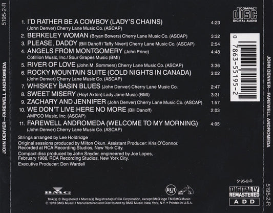 John Denver : Farewell Andromeda (CD, Album, RE, RM)