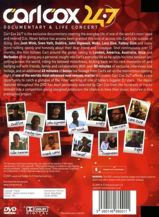 Carl Cox : Carl Cox 24•7 - Documentary & Live Concert (DVD-V, Comp, P/Mixed, PAL)
