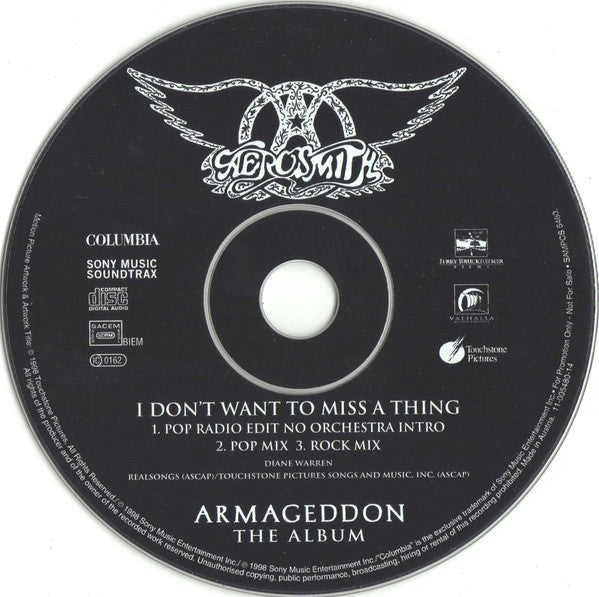 Aerosmith : I Don't Want To Miss A Thing (CD, Single, Promo)