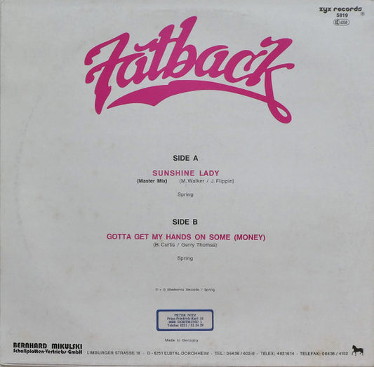 The Fatback Band : Sunshine Lady / Gotta Get My Hands On Some (12")