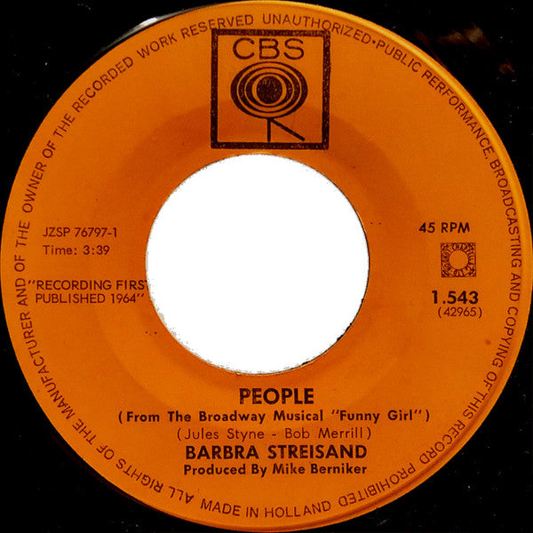 Barbra Streisand : People / I Am Woman (7")