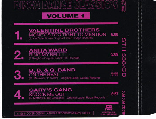 Various : Disco Dance Classic's Volume 1 (CD, Comp)