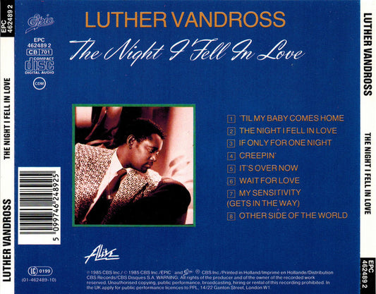Luther Vandross : The Night I Fell In Love (CD, Album, RE)