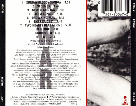 U2 : War (CD, Album, RE, Mad)