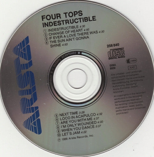 Four Tops : Indestructible (CD, Album)