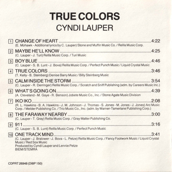 Cyndi Lauper : True Colors (CD, Album)